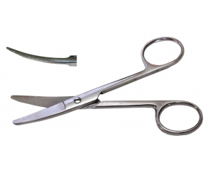 Ножницы хирургические детские, тупоконечные, вертикально - изогнутые, 125 мм.