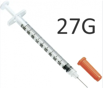 Шприц ALEXPHARМ инсулиновый стер. 1 мл., U-100 игла съемная Luer 27G (0,4*13мм) 100шт / уп