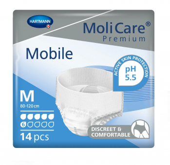 Трусы поглощающие для взрослых, страдающих недержанием MoliCare® Premium Mobile 6 капель М 14шт/пак Hartmann