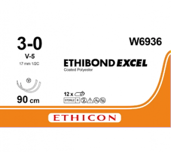 Этибонд Эксель (Ethibond Excel) 3/0, длина 90см, 2 кол-реж. иглы 17мм W6936