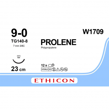 Пролен 9-0 Шпательная Micro-Point 6,5 мм, 3/8 Когда, голубой 23см W1709