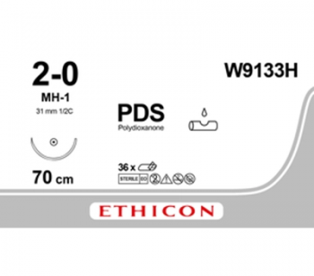 ПДС II, 2-0, фиолетовый, длина 70 см, колючая игла 40 мм, 1/2 круга W9151T
