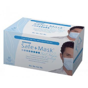 Маска медицинская защитная Safe+mask SofSkin, на ушных петлях (50 шт)