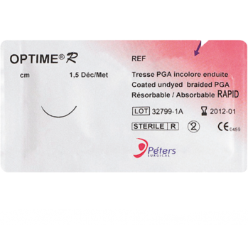 OPTIME R 3/0 (W9931) режущая 19 мм, 3/8 окружности, длина 75 см, окрашенная