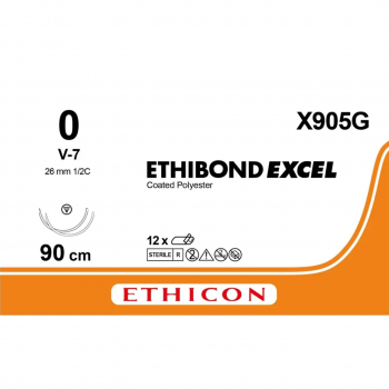 Этибонд Эксель (Ethibond Excel) 0, длина 90см, 2 кол-реж. иглы 26мм Tapercut X905G