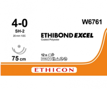 Этибонд Эксель (Ethibond Excel) 4/0, длина 75см, 2 кол. иглы 20мм W6761
