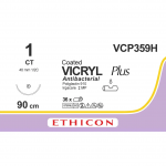 Вікрил Плюс 1 фіолетовий, довжина 90 см, колюча 40мм, 1/2 кола, 90см VCP359H